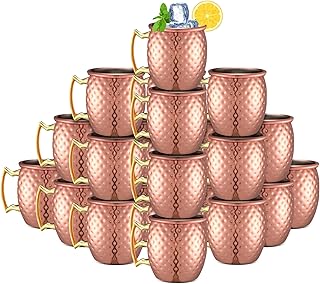 Yaomiao 24 Pieces Mini Moscow Mule Mugs 2 oz Cocktail Copper Cup Stainless Steel Mule Shot Glasses Copper Plating Cups for Wine Coffee Drinks (Hammered)