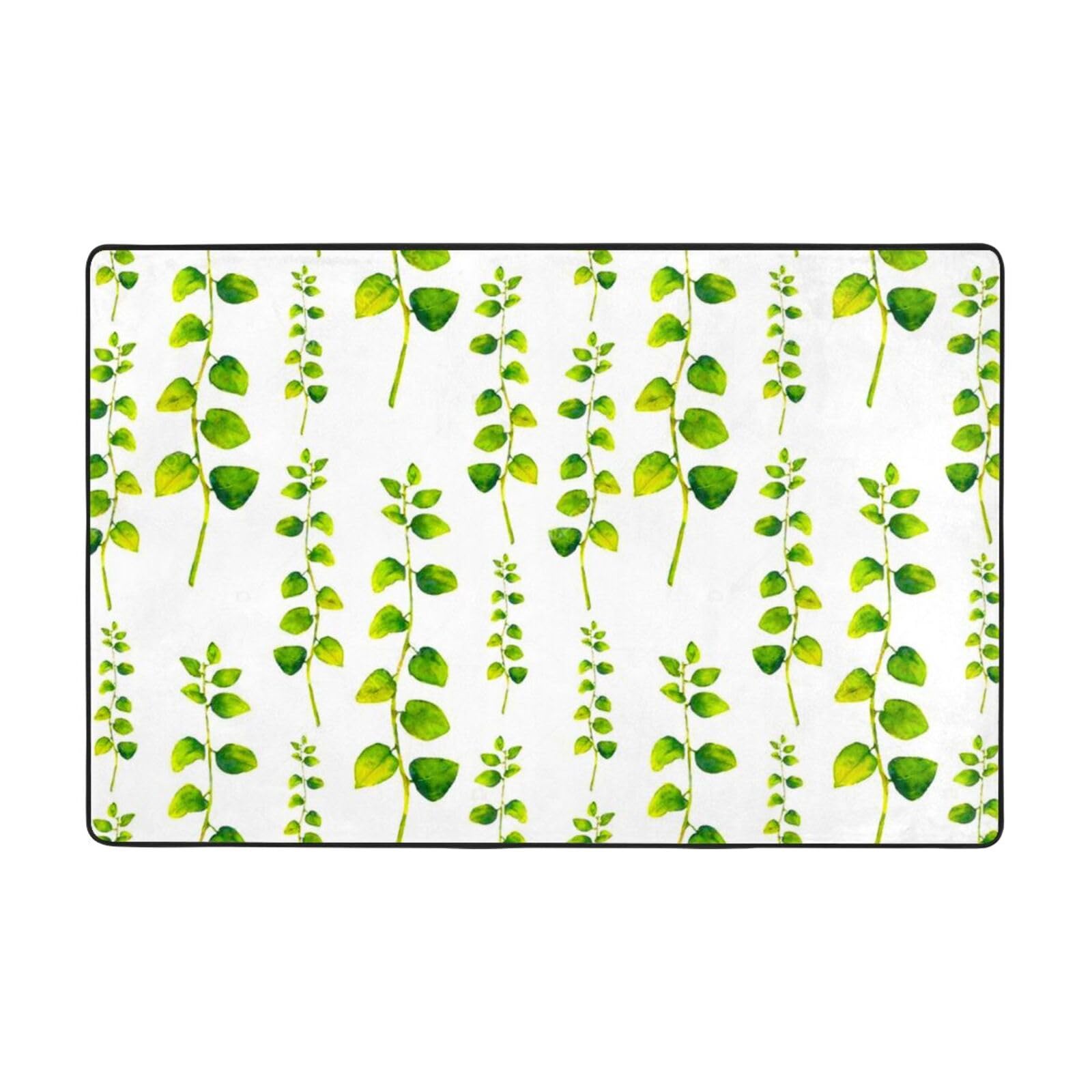 Tapis de chambre rectangulaire flanelle motif floral vert