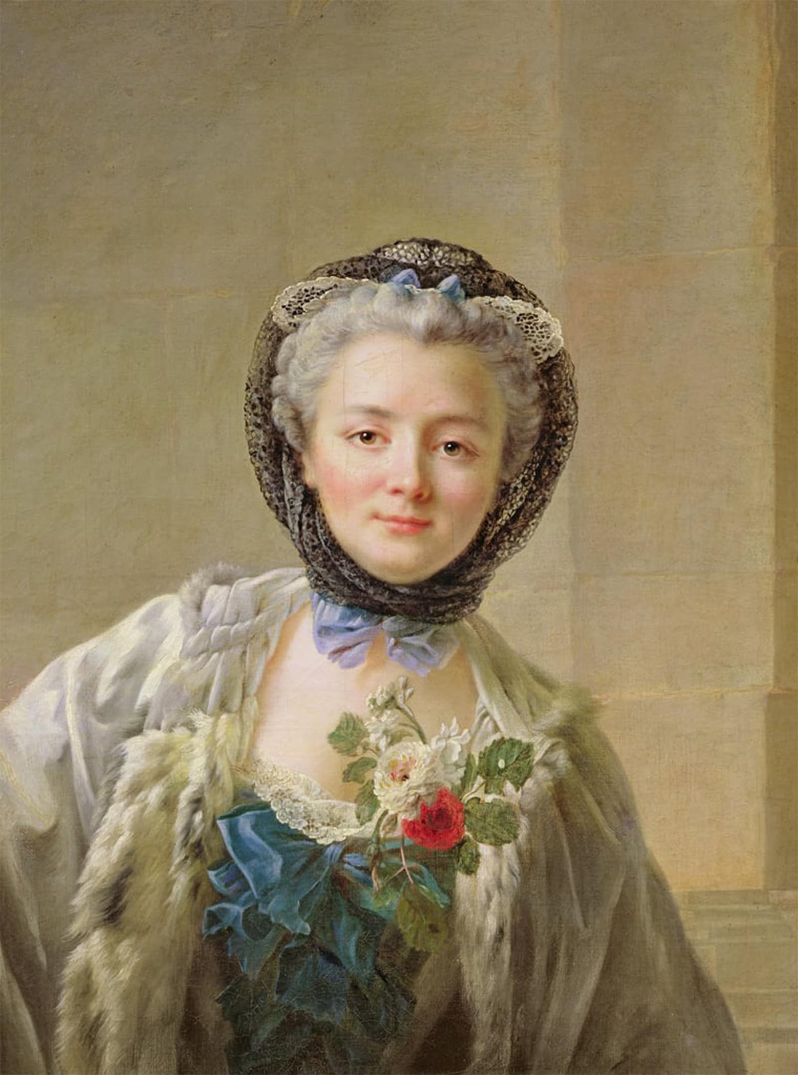 SERENDIPITP Vintage Picture Print on Canvas Wall Art Poster Portrait of Madame Drouais by Francois Hubert Drouais Artwork Print Poster for Wall Decor 60x90cm