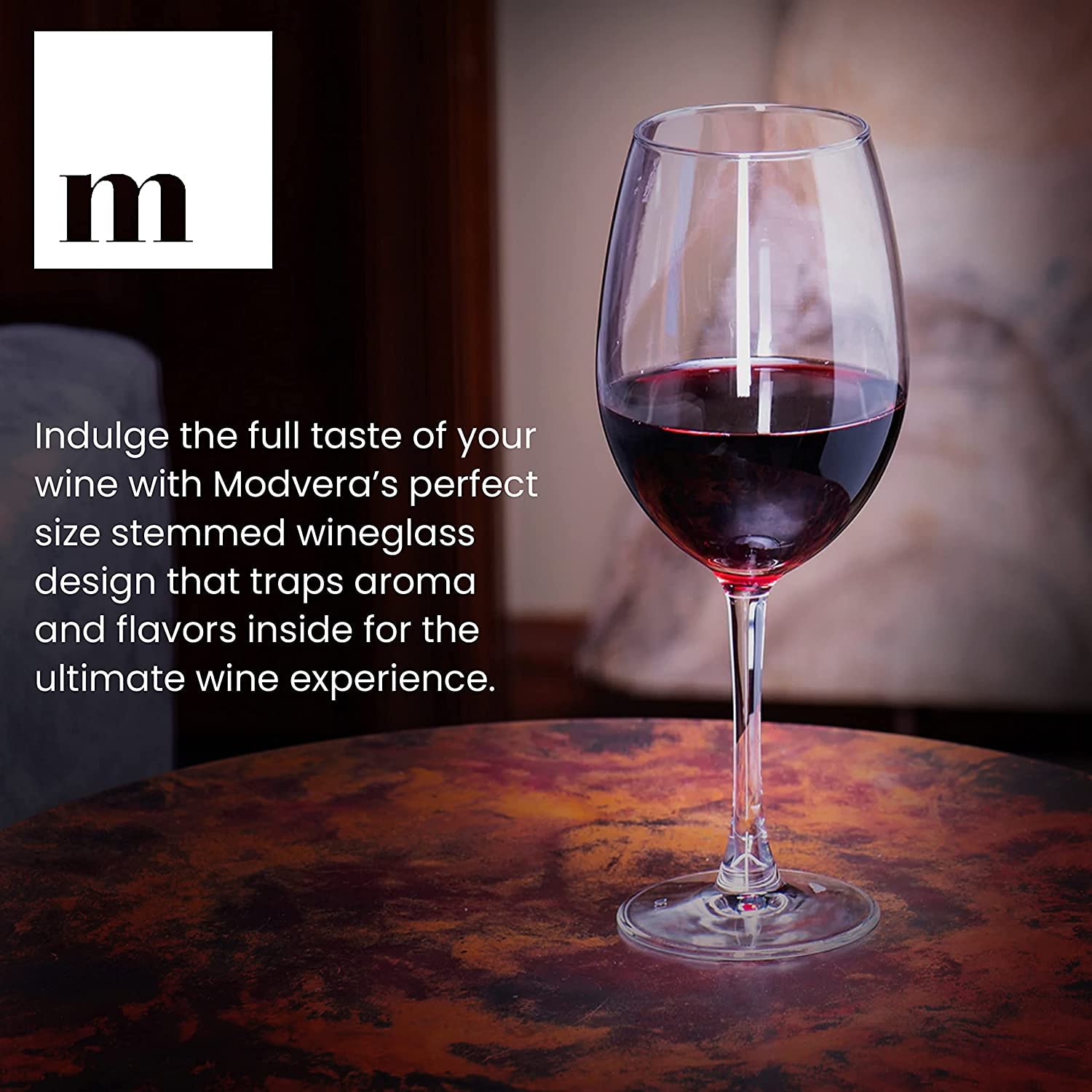 PrimeWorld Bistro European Style Crystal Clear 320 ml Red Wine and White Wine Glasses Set of 6 pcs, 100% Lead Free Glass, Unique Modern Design - Image 5 thumbnail