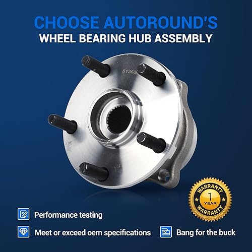 Miniatura 4 de Autoround 513215 Conjunto de cojinete de rueda delantera y cubo para Chevy Malibu Pontiac G6 5 Lug 2004-2007 sin ABS