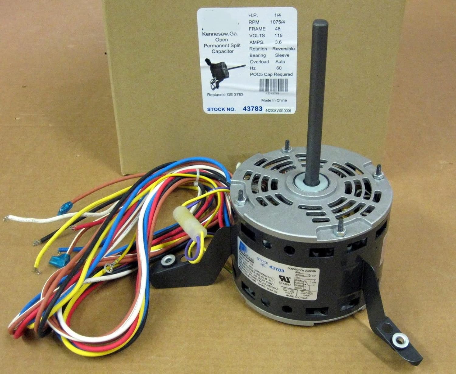 43783 for Flex Mount Air Conditioner Handler Blower Motor 1/4 HP 115 V
