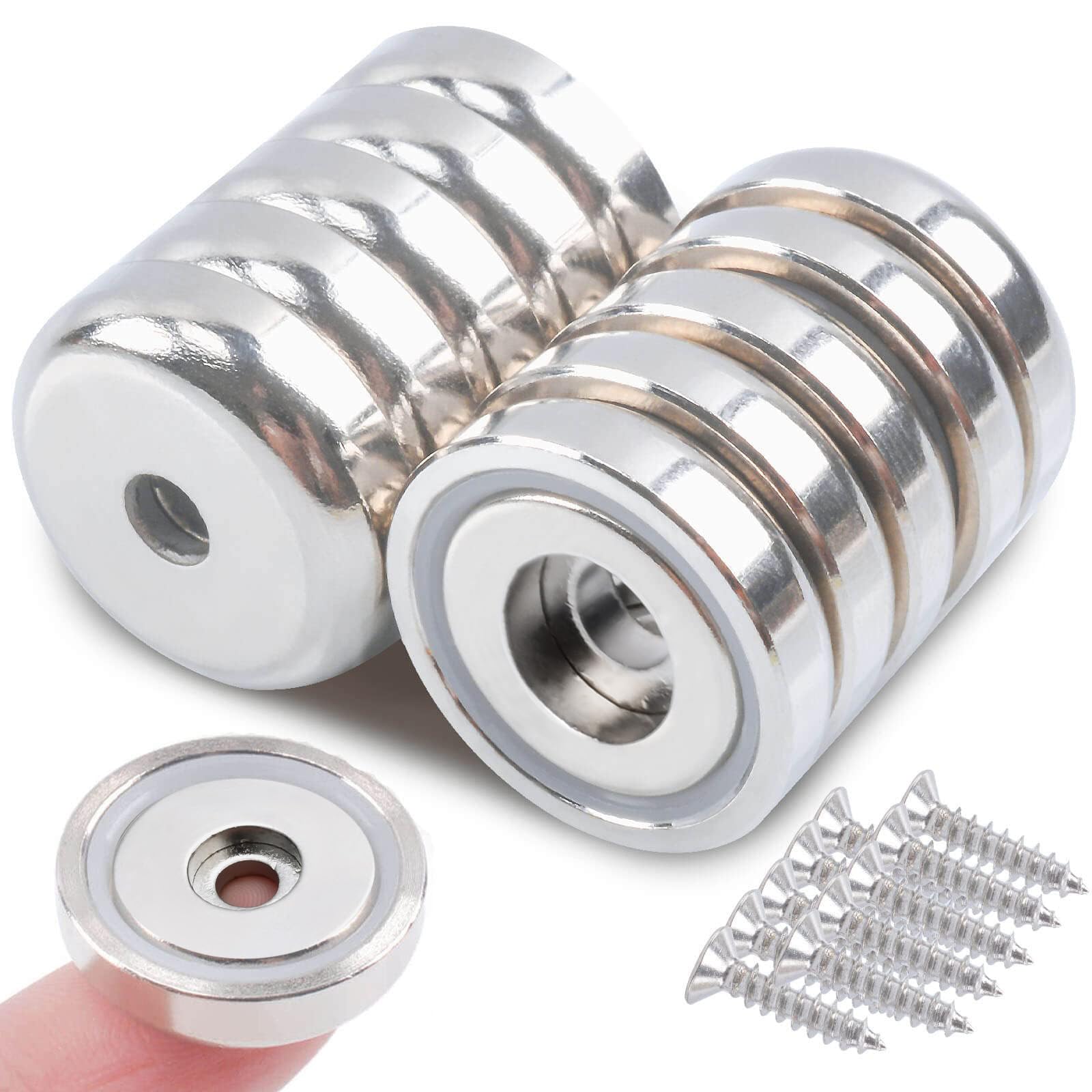 MIN CI 10 pezzi Calamite Potenti Magnete Circolare con Foro Svasato,Calamita Neodimio 25x7mm Piccole Magneti Forati Vite Rondelle Base per Frigorifero Rotonde