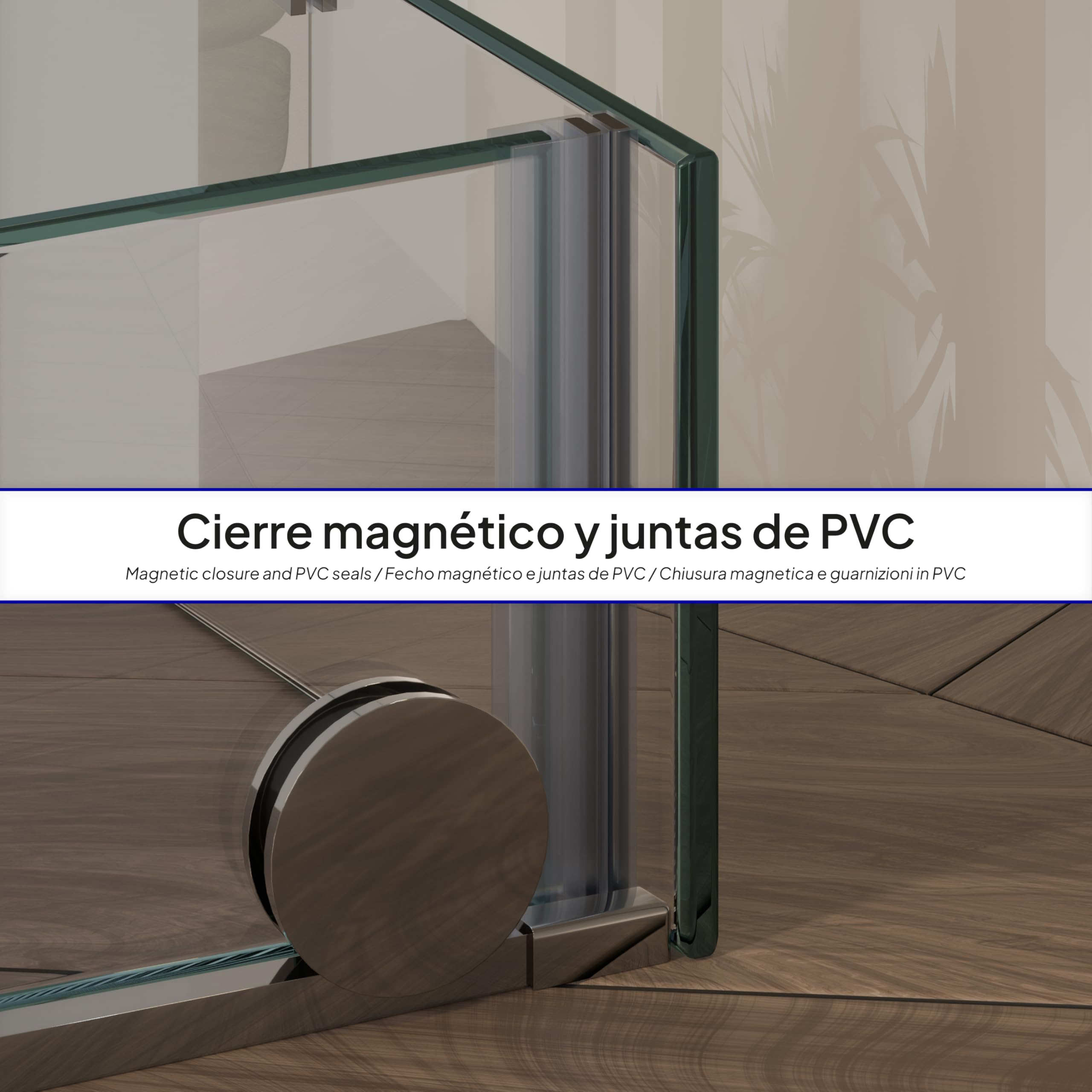 Mampara de Ducha Nadine | 140x80x200cm | Puerta corredera 140 cm | Ajuste 139,5-141,5 x 78,5-80cm | Perfiles Cromados, Cristal transparente de 8 mm - Moments of Glass