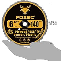 Vista 5 de FOXBC Hoja de sierra circular de 6-1/2 pulgadas con 140 dientes para cortar madera contrachapada, OSB, plástico y madera de chapa con mandril
