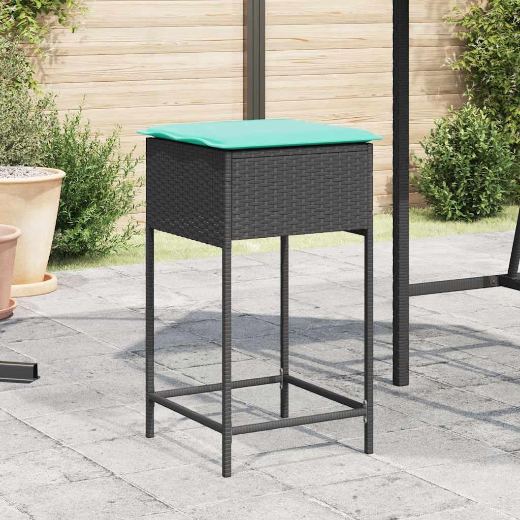 Tabourets de bar de jardin extérieur lot de 2 avec assise confortable 40x40 cm