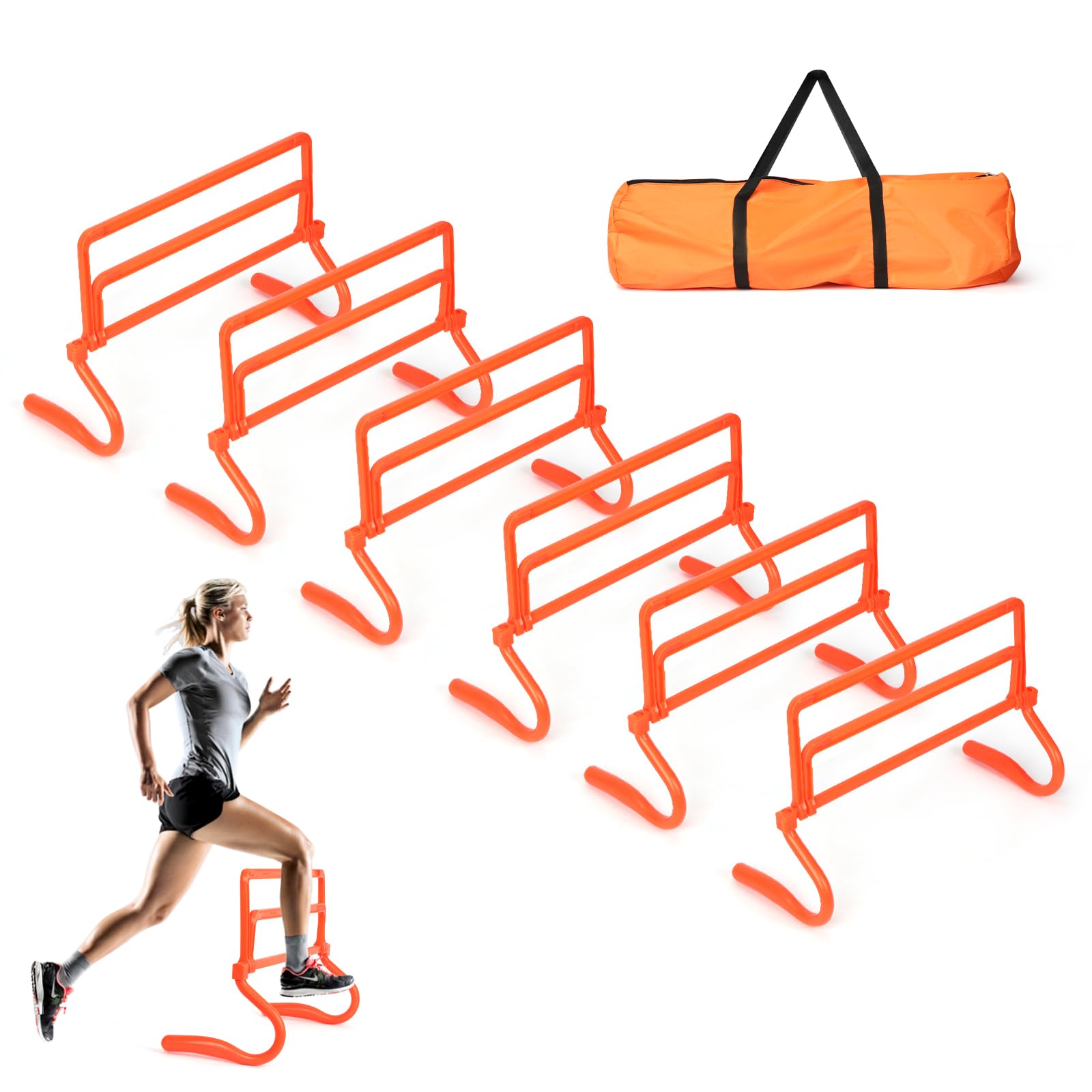 6er Set Agility Hürden, Speed Agility Training Hürden, Höhenverstellbare Speed Training Hürden, Tragbares Speed Training Equipment mit Tragetasche