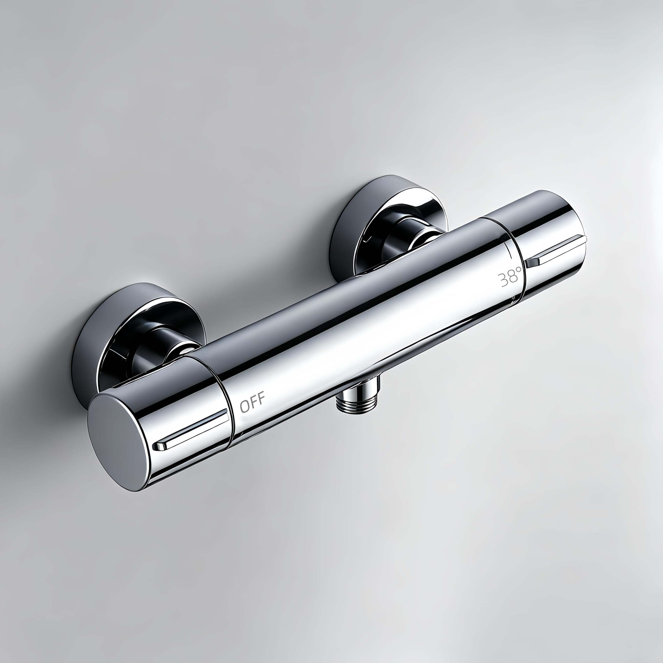 Mezclador de Ducha Termostático 38℃ SalidaG1/2 Cromo Cuerpo de Latón | Núcleo de Cobre Puro,Revestimiento interior sin Plomo,Salida G1/2" Grifo de Ducha Latón Montado en Pared para Baño y Bañera
