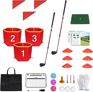 Backyard Golf Game,3pcs Golf Yard Game,with 2 Adjustable Clubs,Suitable for Lawns,Outdoors,Parks and Beaches