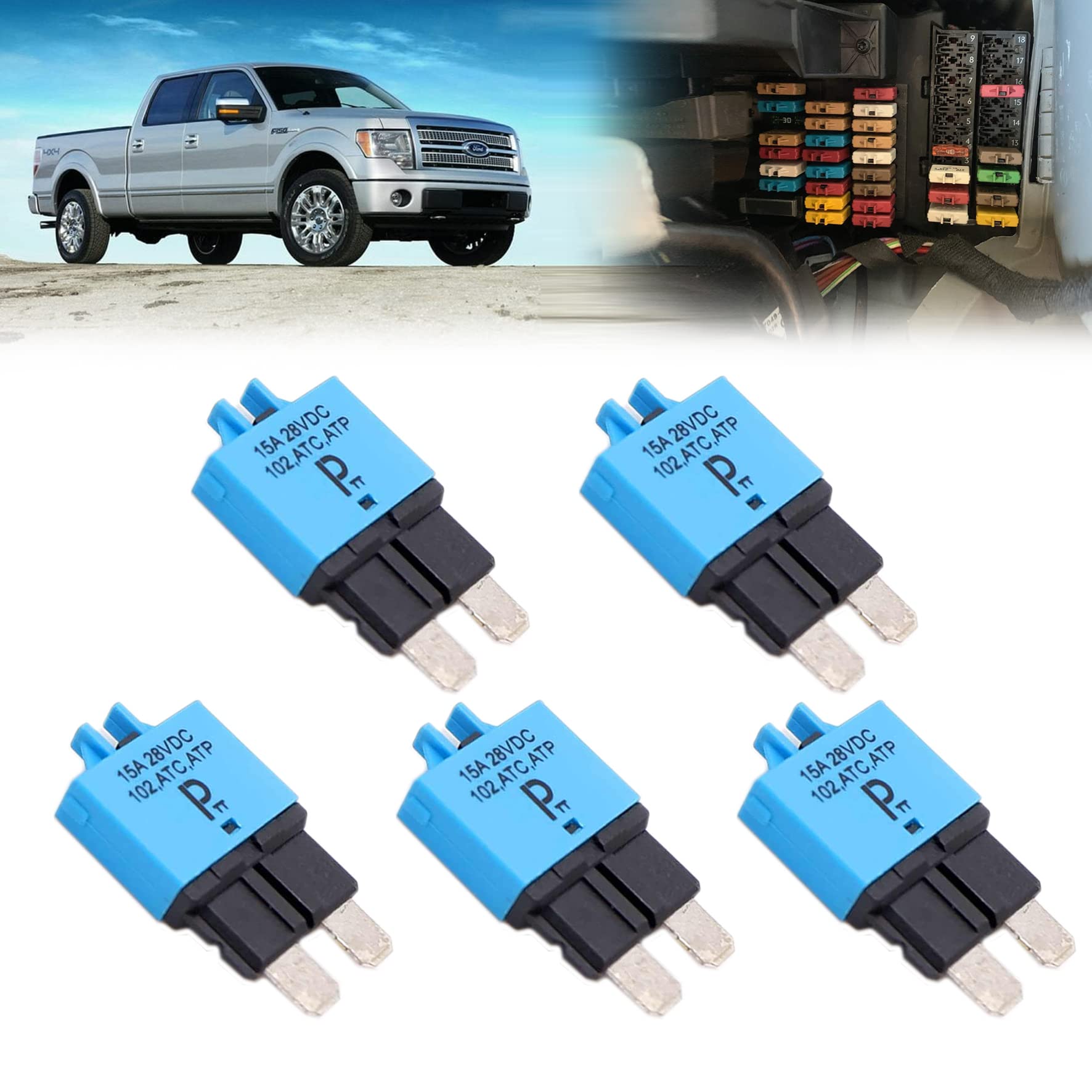 parts PTT Automotive ATC/ATO Circuit Breakers T3, Manual-Reset (5pcs) (15A)