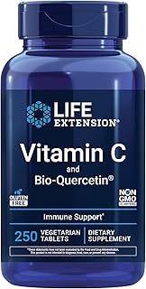 Life Extension Vitamin C and Bio-Quercetin®, Cardiovascular Health Supplement, Immune Support, Highly absorbable, quercetin, Vitamin C, Gluten Free, Non-GMO, Vegetarian, 250 Tablets