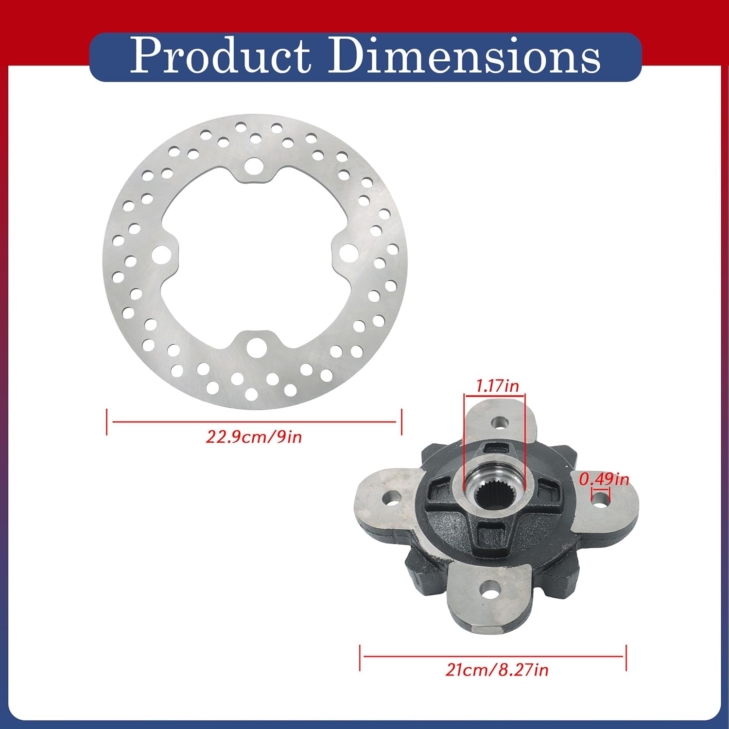 Front Wheel Hub Bearing Studs Brake Replacement for 5137387-067 5141046-067 3514699 5254999 Replacement for Polaris Ranger 570 900 1000 2013-2022
