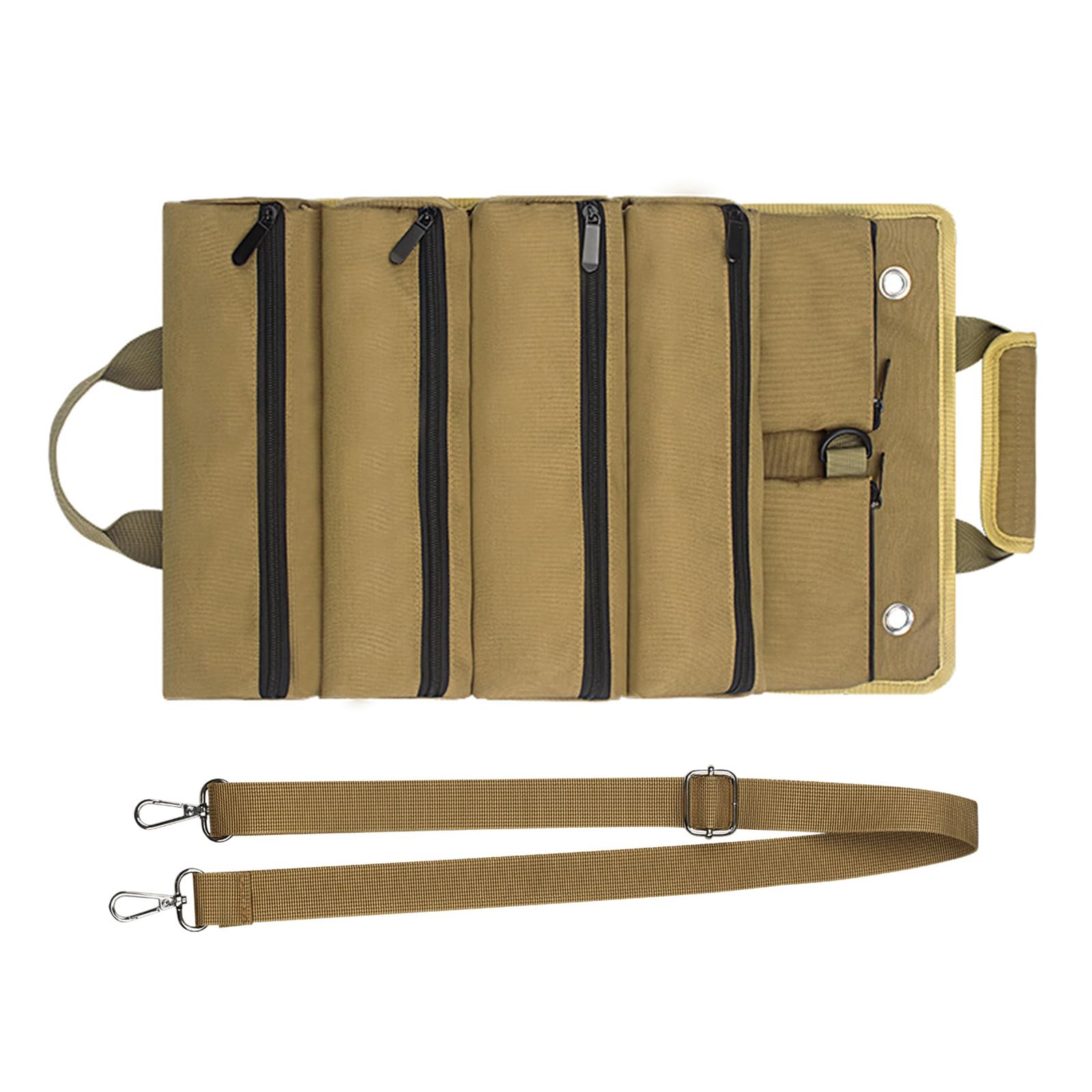 Bolsa de herramientas de lona, bolsa de herramientas pequeña con 5 bolsillos, resistente al desgaste, bolsa de transporte de herramientas