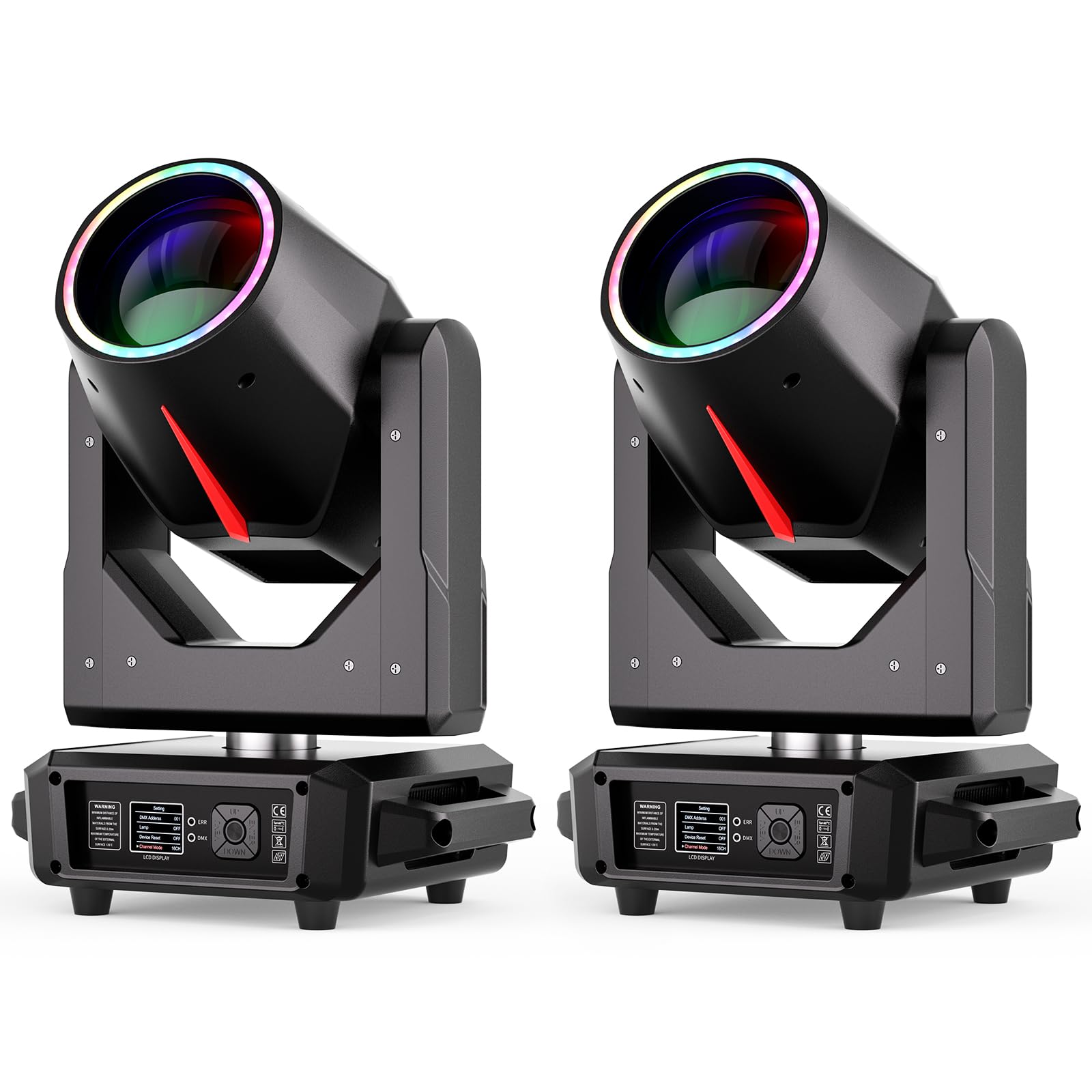 2PCS Cabeza Movil LED 380W Luz de escenario RGBW Beam 14 Gobos 15 Colores DMX Luces para Discoteca DJ Fiestas Bar Iluminación