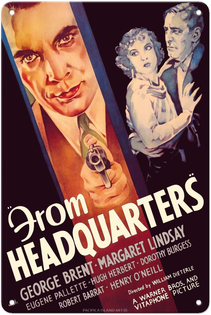 from Headquarters George Brent Margaret Lindsay Film Poster c.1933 Art Print 8 x 12 in Tin Sign Multi MTSA8291