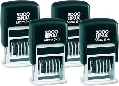 2000 PLUS Sello numerador autoentintado, 6 bandas, 12 pulgada, 532 pulgadas de altura numérica, tinta negra (010132) (paquete de 4)