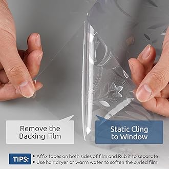 rabbitgoo Window Privacy Film, Decorative Stained Glass Window Film, Heat Blocking Window Clings, Renter-Friendly Static Cling Frosted Window Sticker Covering for Home, Rainbow Tulip 17.5" x 118.1"