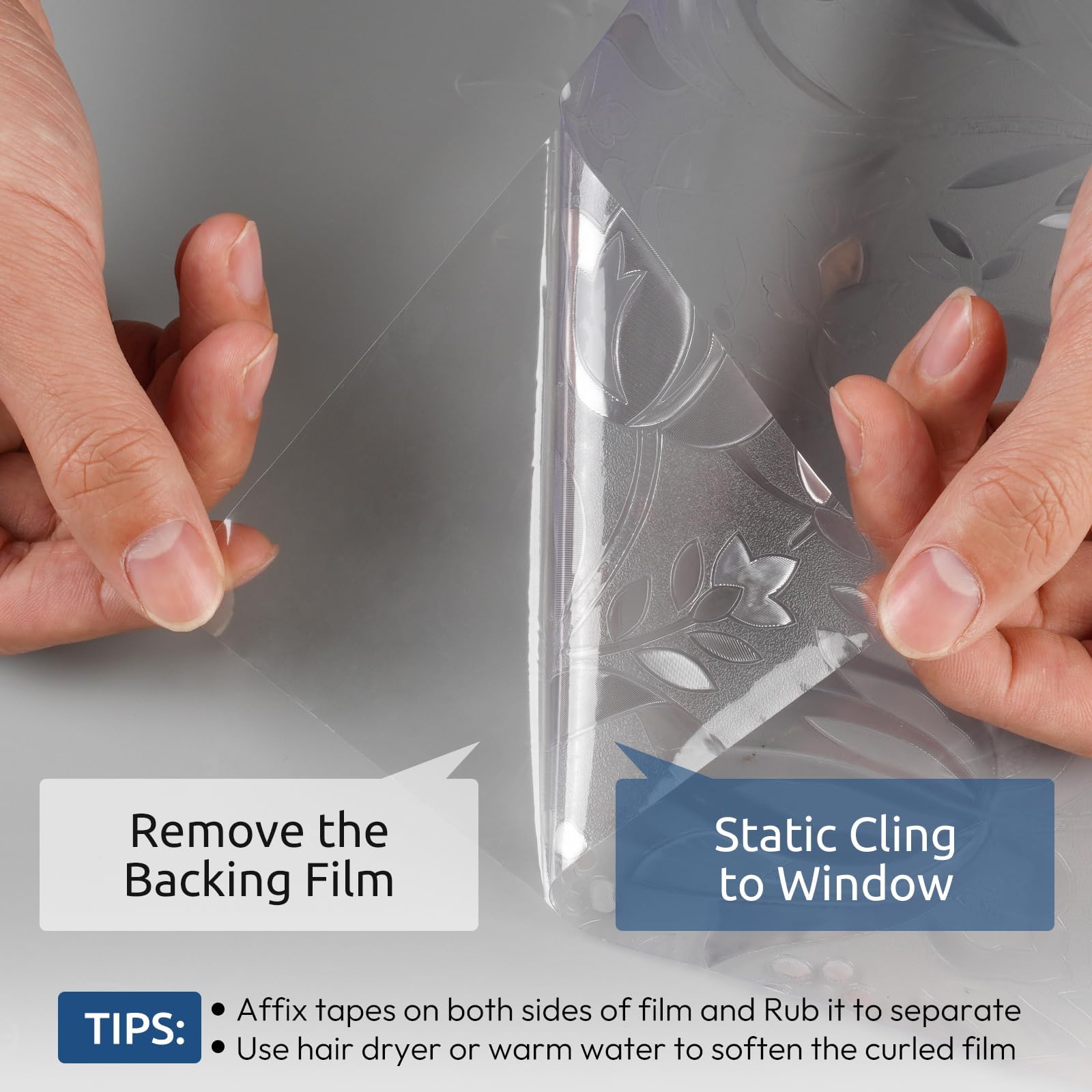 rabbitgoo Window Privacy Film, Decorative Stained Glass Window Film, Heat Blocking Window Clings, Renter-Friendly Static Cling Frosted Window Sticker Covering for Home, Rainbow Tulip 17.5" x 118.1"