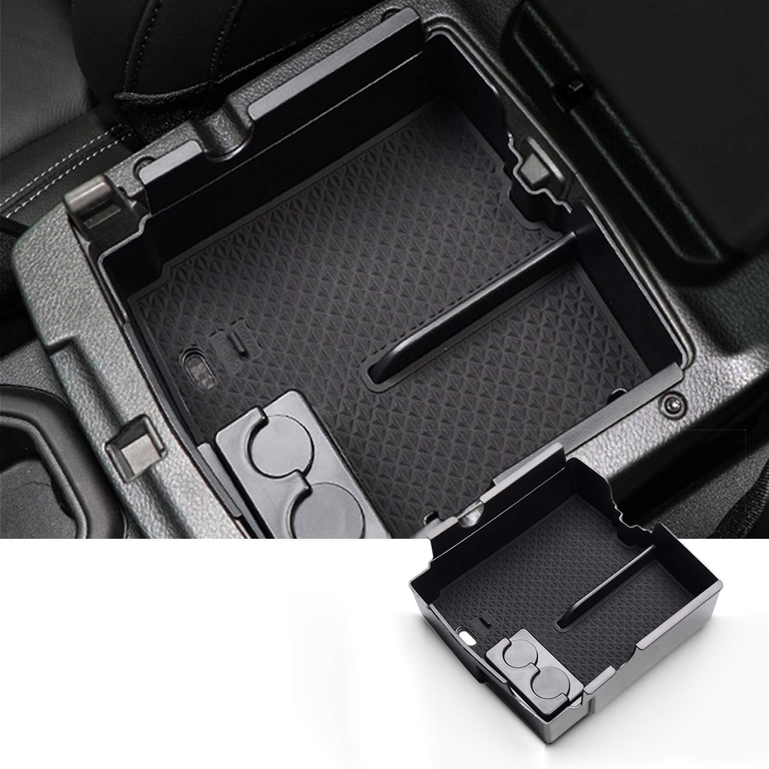 SKTU Customized for 2018-2025 Jeep Wrangler JL/JLU Center Console Organizer for 2018-2025 Jeep Wrangler Accessories Console Tray Wrangler Glove Secondary Storage Box with Coin Holder (Not for JK/JKU)