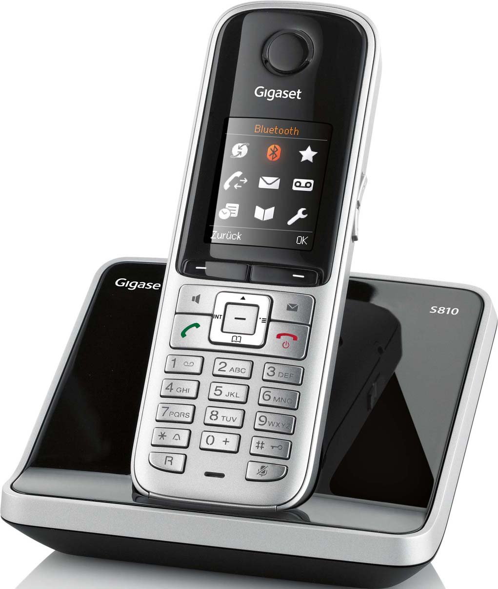 Gigaset S810 Schnurlostelefon (4,6 cm (1,8 Zoll) TFT-Farbdisplay, Freisprecheinrichtung) stahlgrau