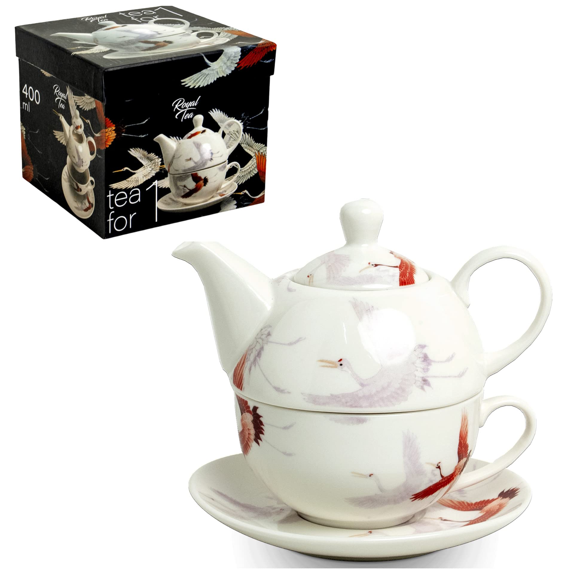 Service à Thé Japonais Sakura 3 Pièces – Théière Double Paroi Porcelaine + Tasse & Soucoupe | Fait Main