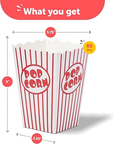 Miniatura 22 de kedudes Bolsas de palomitas de maíz de noche de cine para fiesta (40 unidades) – Cubos de papel para palomitas de maíz – Bolsas de palomitas de maíz