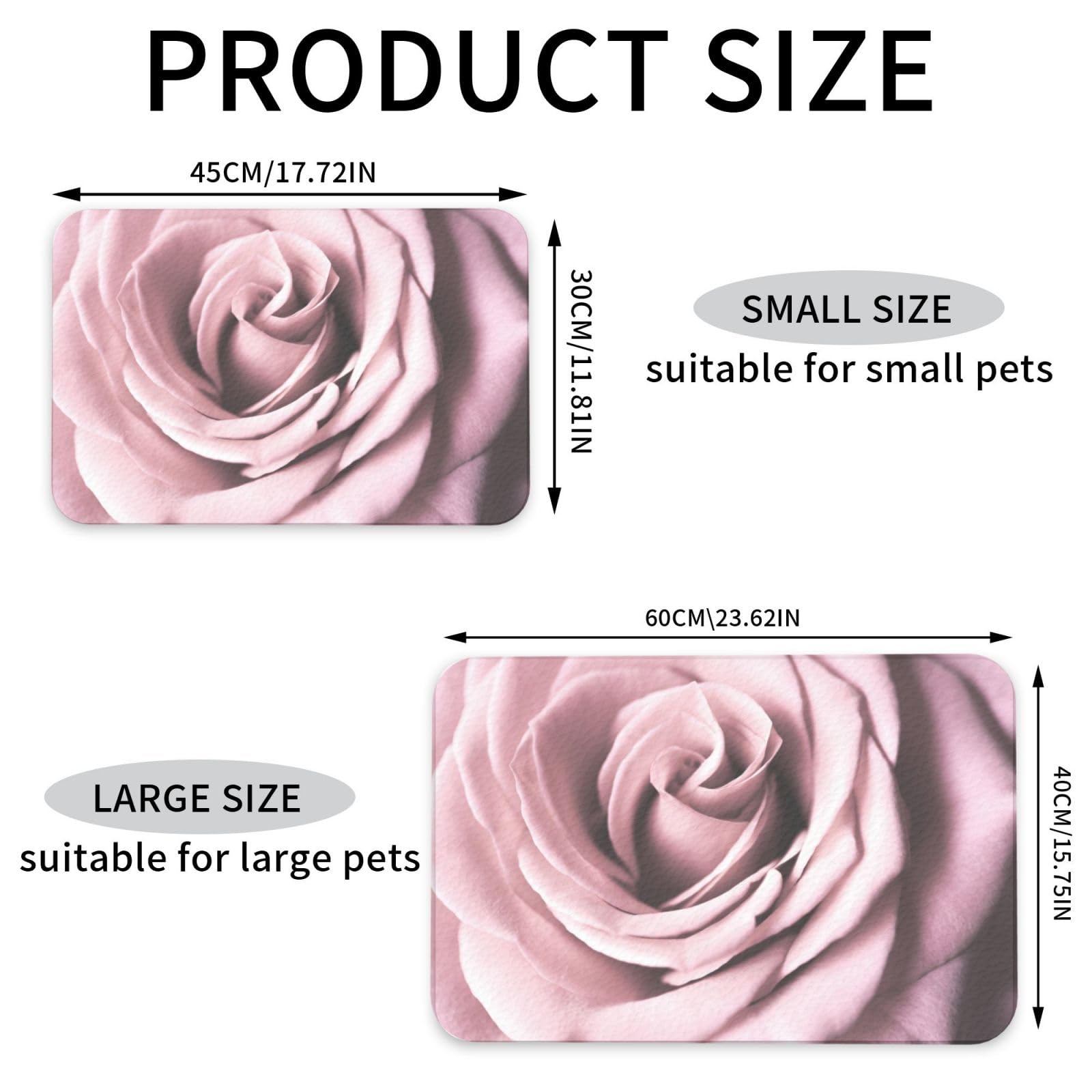 Pink Rose Close Up bedruckte Futternapf-Matten, rutschfeste und geschmacksneutrale Futtermatten für Hunde und Katzen