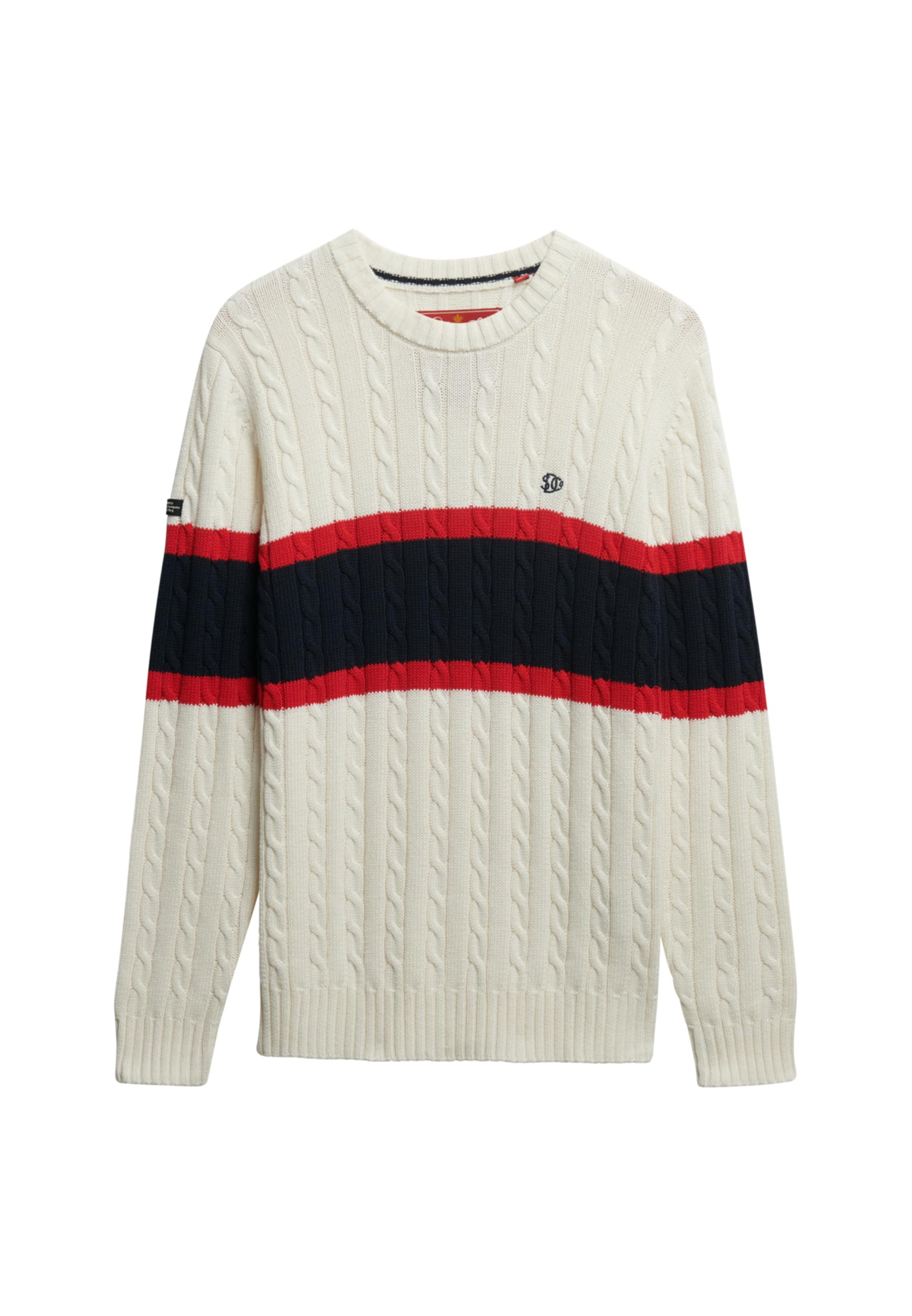 Superdry Men's Bleu Striped Jumper In Twisted Cotton Knit
