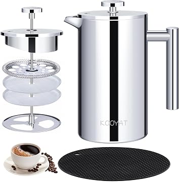Cafetiere 8 Cup, 1000ml French Press Coffee Maker, Double Wall, Green