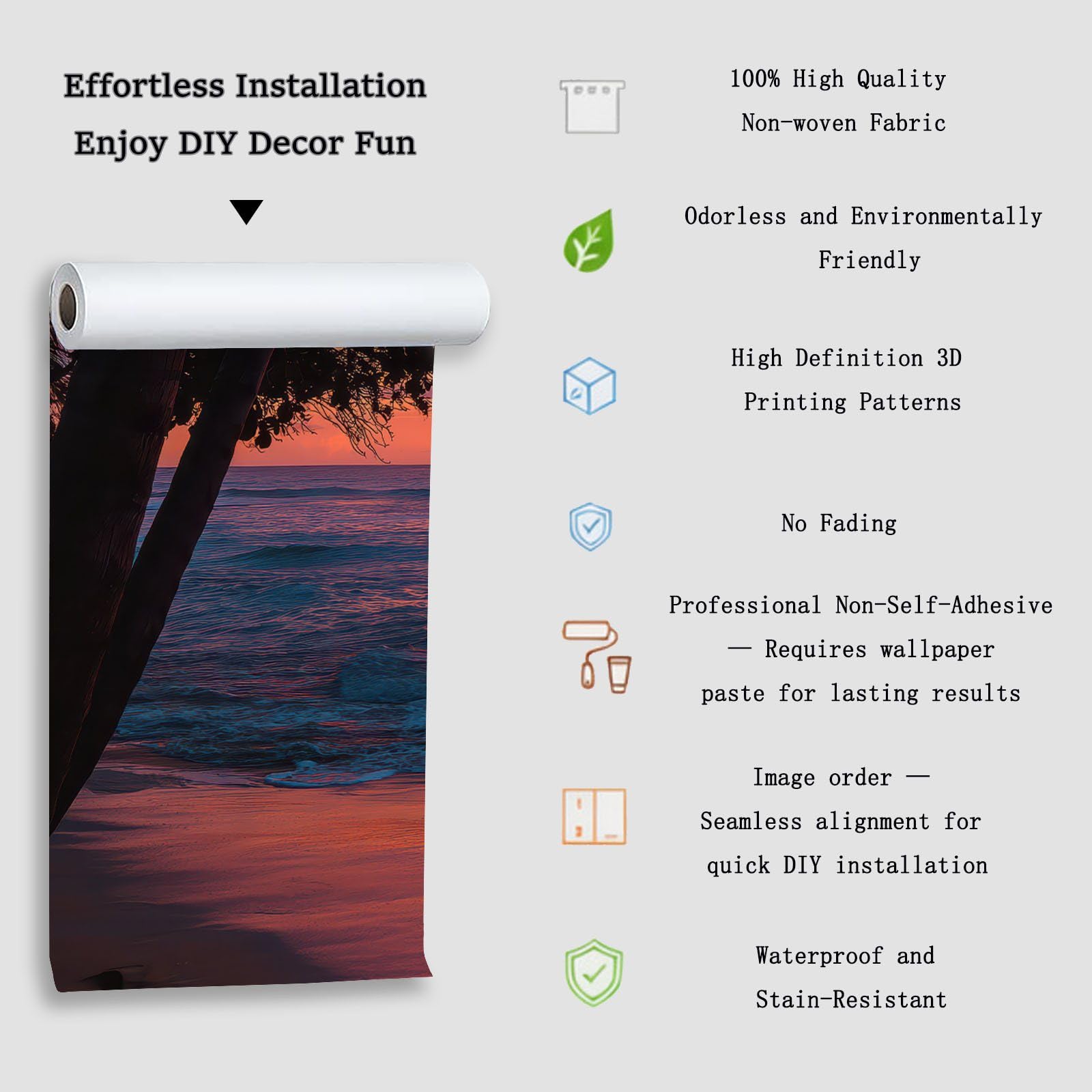 Carta da parati fotografica, 400 x 280 cm, effetto 3D, paesaggio tropicale