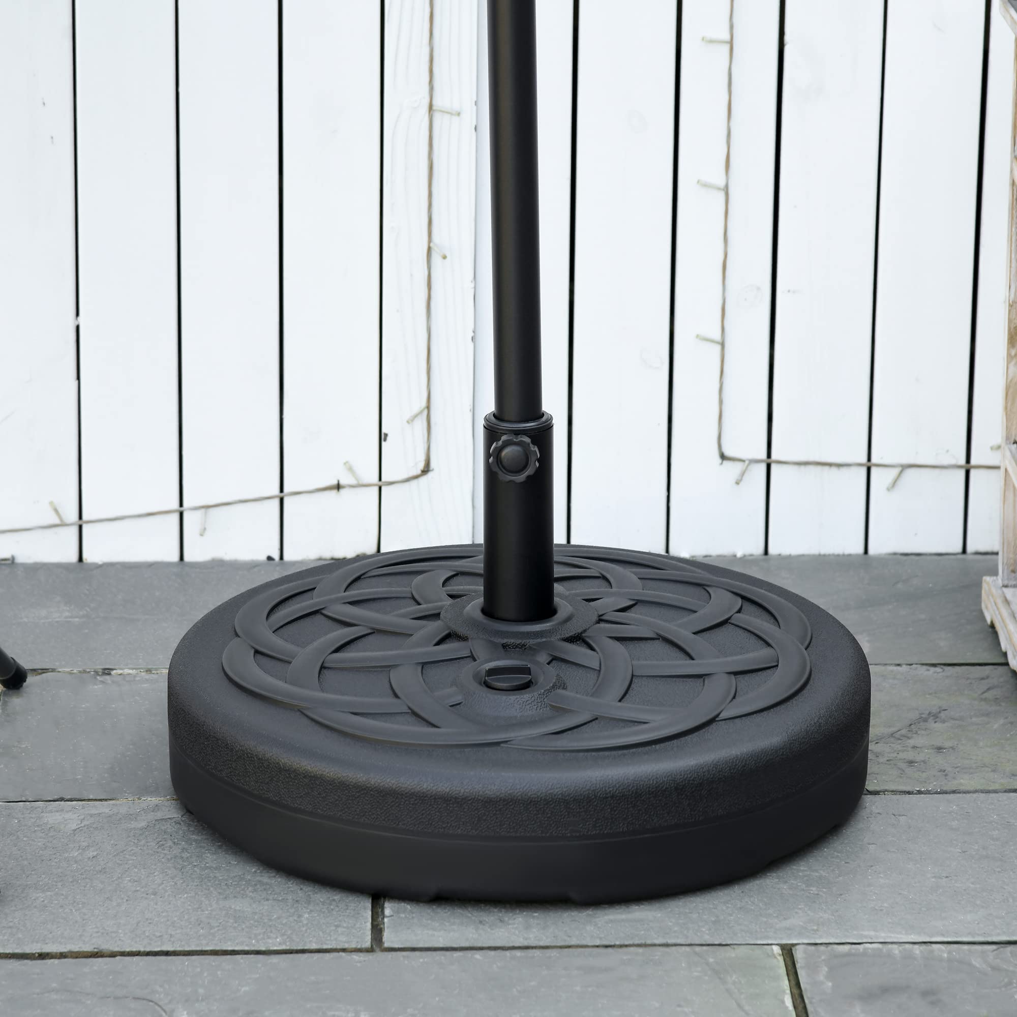 Base Per Ombrellone Da Giardino Base Per Ombrellone Outsunny In HDPE E Cemento, 15 Kg - Supporto Stabile Con Manovella, Per Pali 24-38 Mm Supporto Ombrellone In Cemento