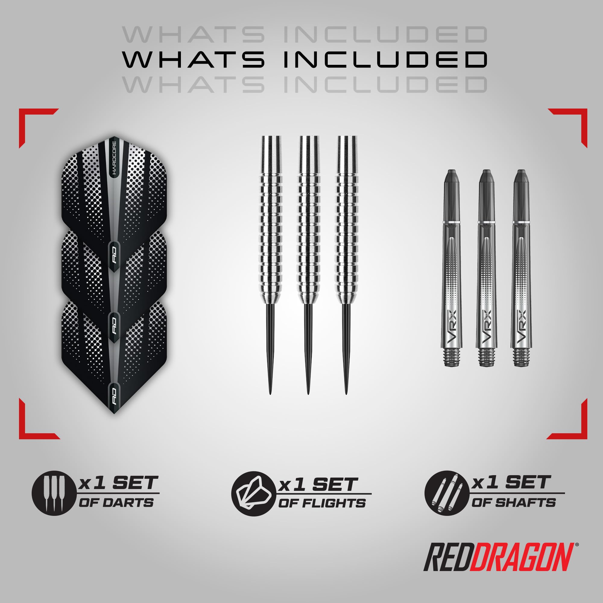 RED DRAGON Rebel 24g - Custom Professional Tungsten Steel Tip Darts Set including Flights and Stems, Black - Image 2