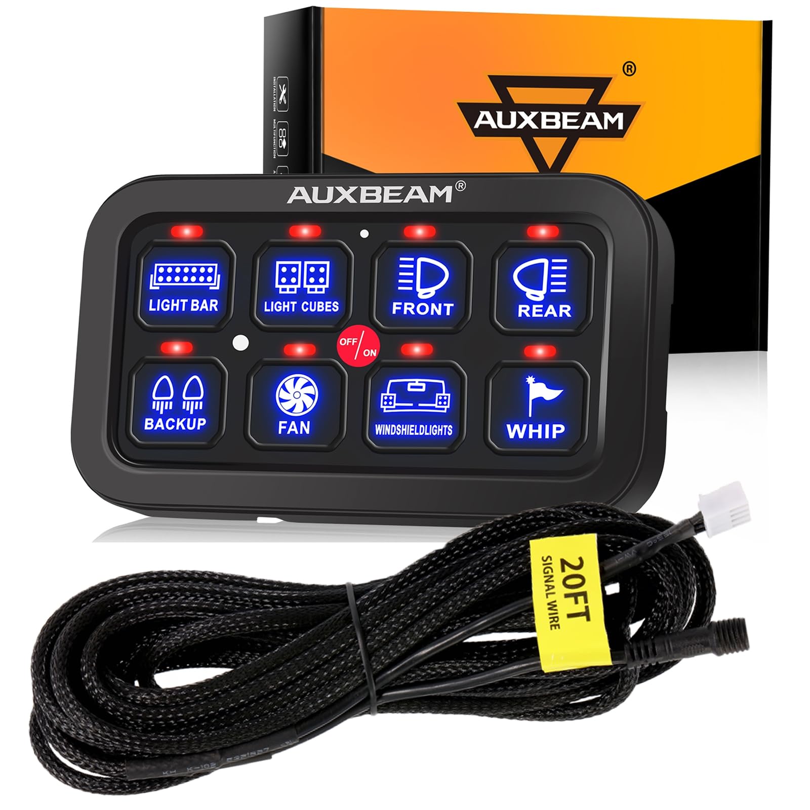 Amazon.com: Auxbeam 8 Gang Switch Panel BA80 + 20ft 4Pin Switch  