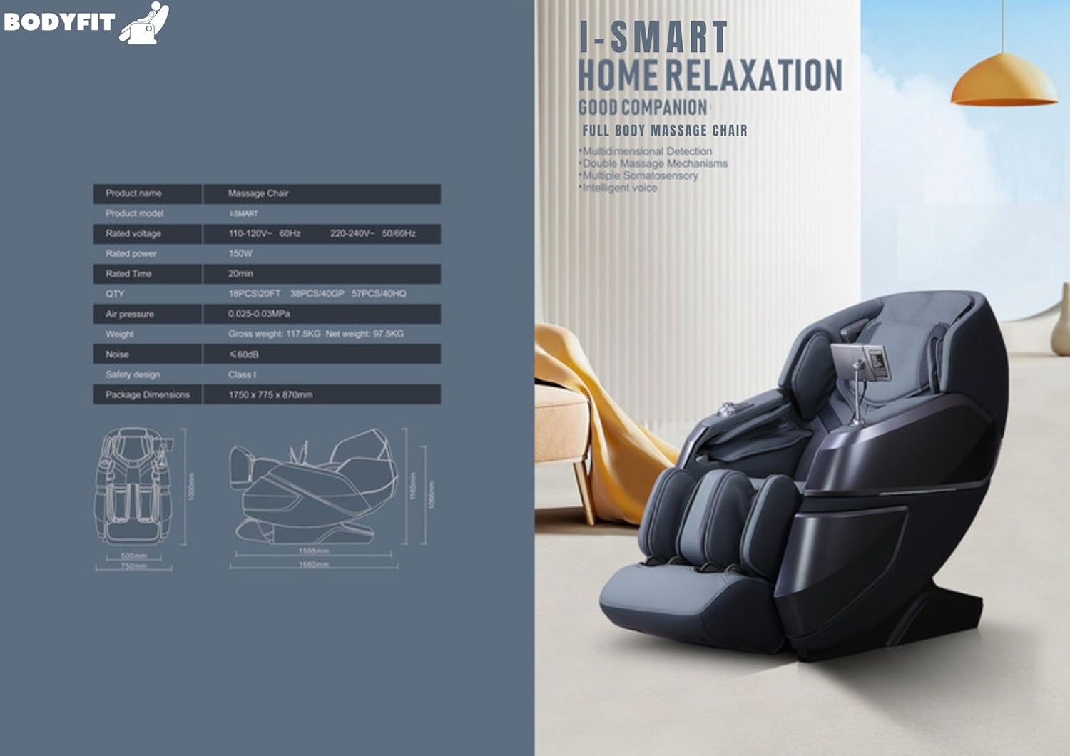 Bodyfit ISMART 4D+ Inteller Smart Full Body Massage Chair with Health Detection Bodyfit ISMART 4D+ Inteller Smart Full Body Massage Chair with Health Detection