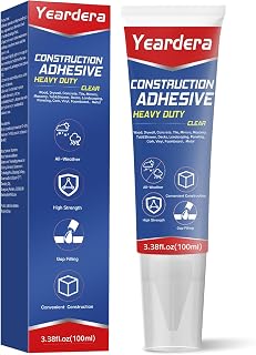 Yeardera Clear Heavy Duty Construction Adhesive - Waterproof Squeeze Tube Cement Glue for Tile, Wood, Stone, Walls & More