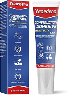 Clear Heavy Duty Construction Adhesive,Cement Glue Squeeze Tube, Versatile Construction Glue for Tile, Floor, Stone, Wood, Wall & More, Pack of 1