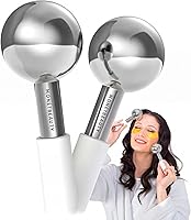 Vista 1 de Globos de Hielo de Acero Inoxidable para Tratamientos Faciales (Plateado), Globos Criogénicos Duraderos que Reducen Instantáneamente la Hinchazón