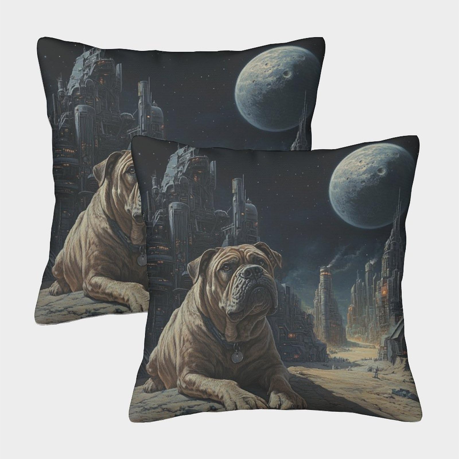 FELASBUID Shar Pei Pillow Cases 2 Pack Cozy Pillowcases Animal Cushion Covers with Zipper Decor for Couch Livingroom 40x40cm