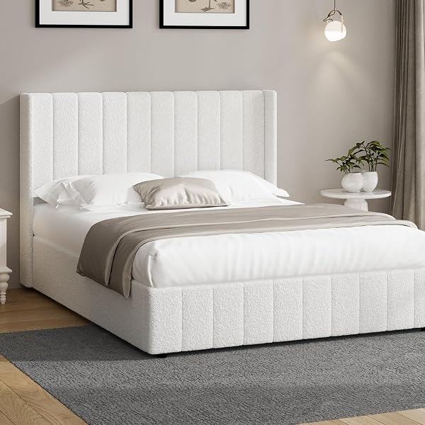 Oikiture Double Gas Lift Bed Frame with Storage