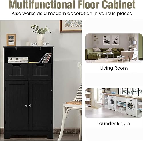 Miniatura 10 de LOKO Gabinete de almacenamiento de baño, organizador de almacenamiento multifuncional con 2 cajones extraíbles y estante ajustable, moderno gabinete