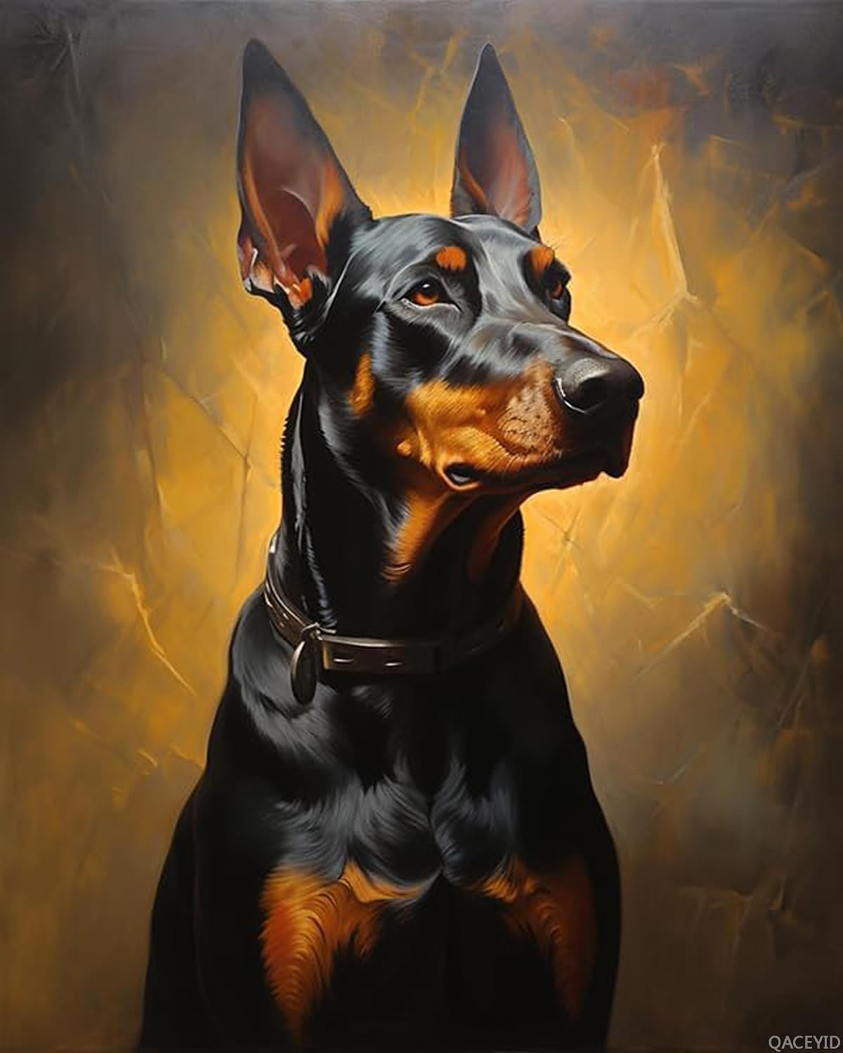 QACEYID Paint by Numbers for Adults, Pet Dog Animal Doberman Pinscher, Acrylic Oil Painting by Numbers Kits for Beginner Art Crafts Canvas for Home Decor, 40x50cm