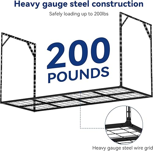 Miniatura 4 de DNIWTSAE Estante de almacenamiento de techo ajustable de 2 x 5.5 pulgadas, 66 pulgadas de largo x 24 pulgadas de ancho x 12-40 pulgadas de alto,
