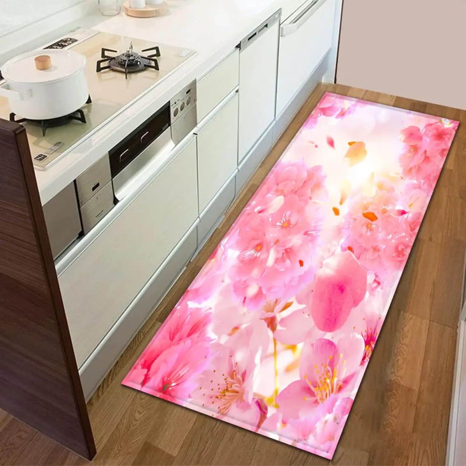 Tapis de cuisine nordique 120x150cm antidérapant à motif végétal