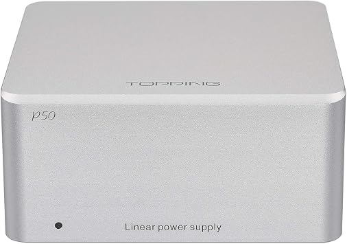 TOPPING P50 Linear Power Supply for HiFi Audio - Ultra Low Noise, CNC Unibody, Perfect Compatible with D50III/D50s/DX3,Pro+/E50,Global Voltage Support (Silver)