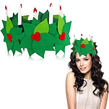Christmas St. Lucia Crown Candle Felt Headband for Christmas Halloween Cosplay Gifts Supplies