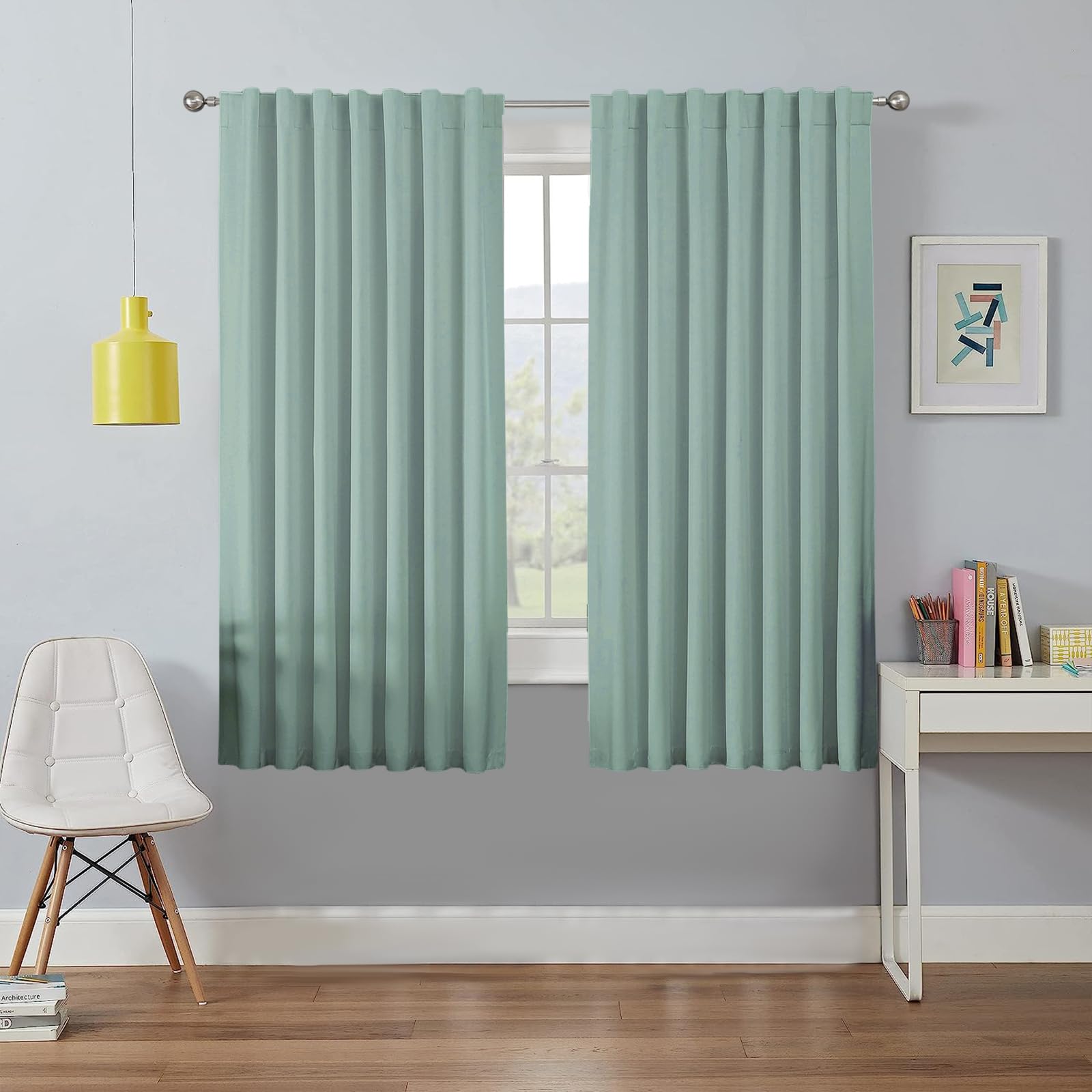 Joydeco 100% Blackout Curtains for Bedroom Living Room 72 inches Long - 2 Panels Burg Set Room Darkening Black Out Curtains for Bedroom Windows, Back tab Rod Pocket