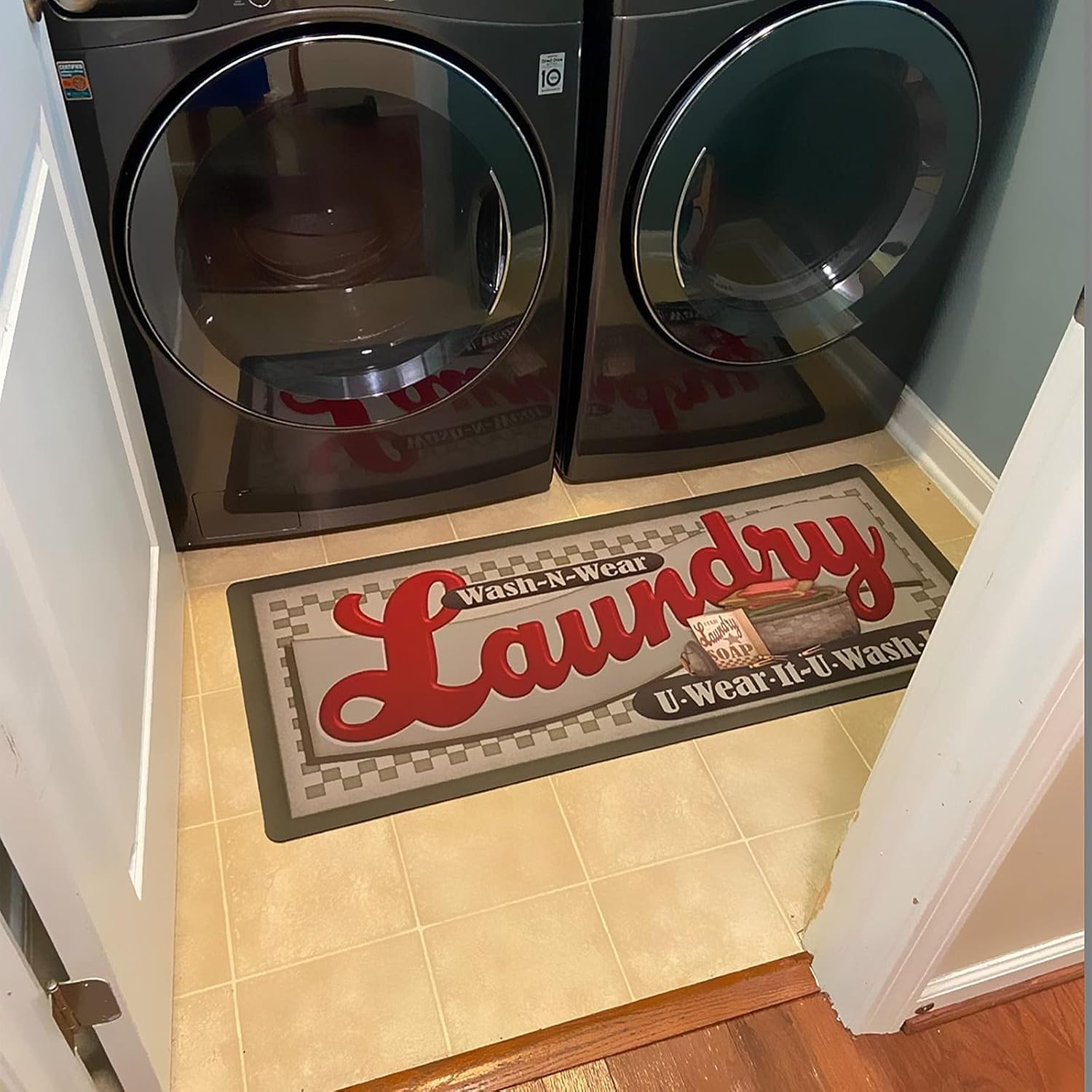 LEVINIS Laundry Room Rug Non Slip Farmhouse Laundry Room Mat 48"X20" Anti-Fatigue Comfort Floor Mat for Washer and Dryer Kitchen Bathroom