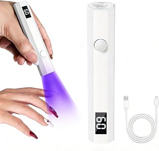 Mini Handheld UV Nail Lamp, 3W Rechargeable Light with LED Display