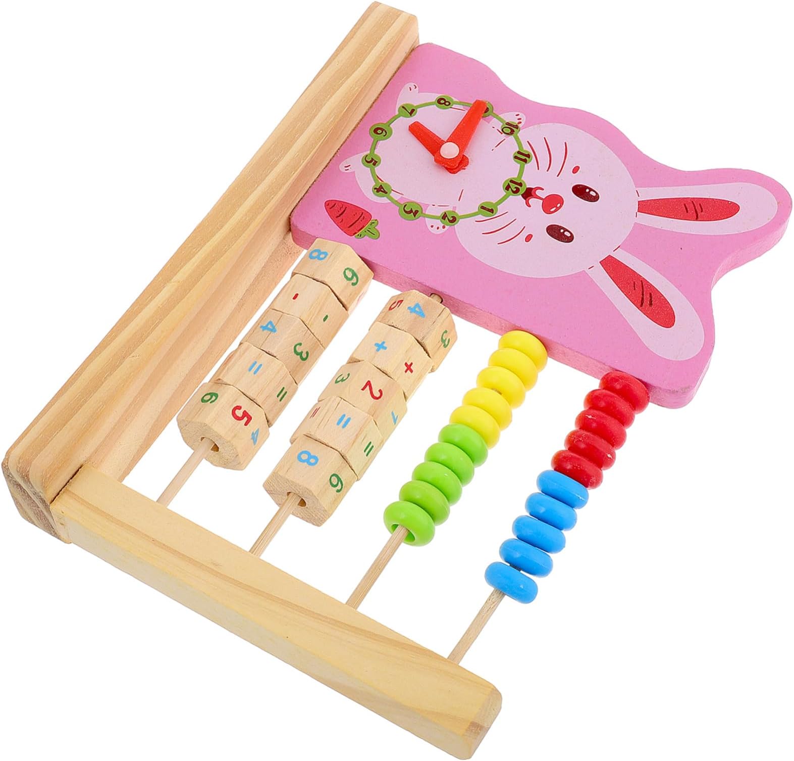 Wooden Abacus Clock for Math Counting with Beads Educational Plaything for Early Learning and Safe and Engaging Design