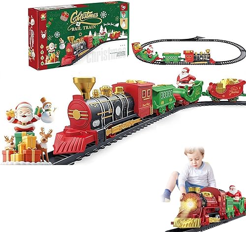 Juego de tren de Navidad con humosonido, juego de tren de juguete alrededor debajo del árbol de Navidad, trenes eléctricos, juguetes para niños y